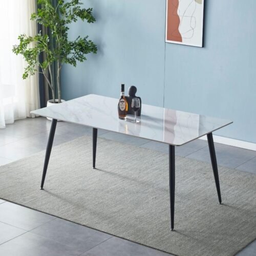 table en ceramique blanche salle a manger cahe home