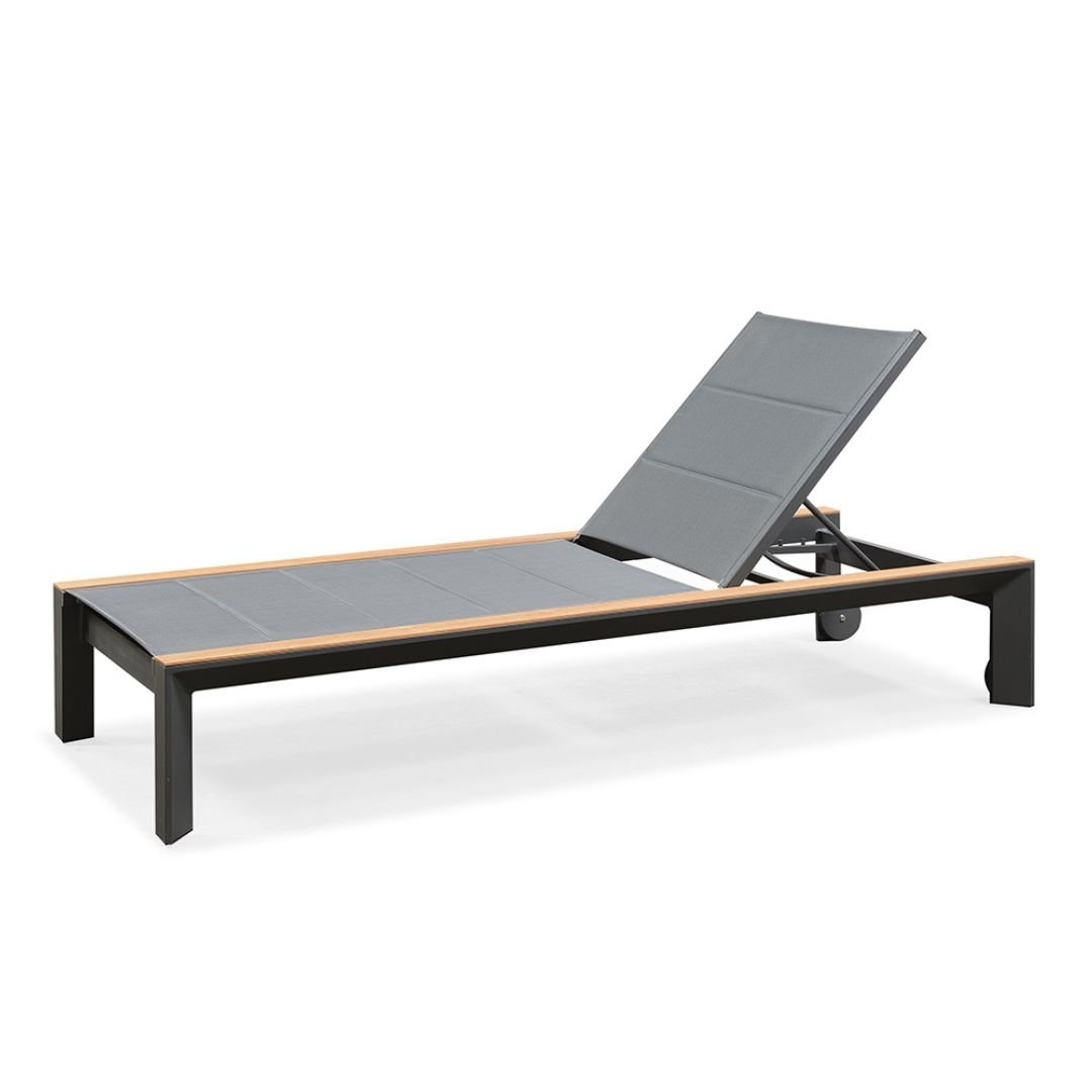 chaise longue aluminium haut de gamme teck